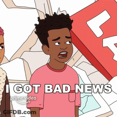 Cartoon Boy With Words I Got Bad News GIF