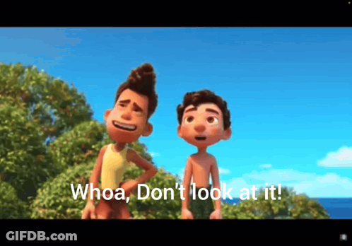 Cartoon Boys Saying Whoa Don't Look GIF
