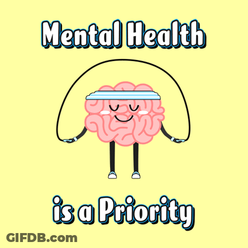 Cartoon Brain Jumping Rope Mental Health Priority GIF