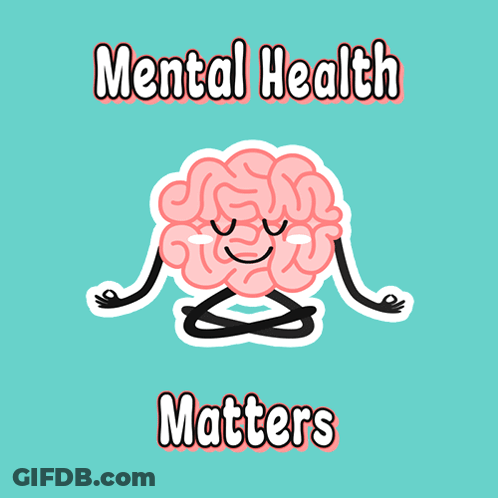 Cartoon Brain Meditating Mental Health Matters GIF