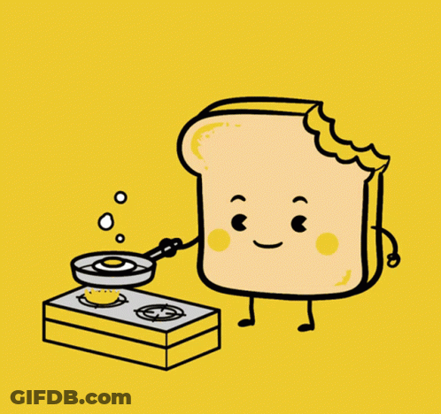 Cartoon Bread Slice Cooking GIF