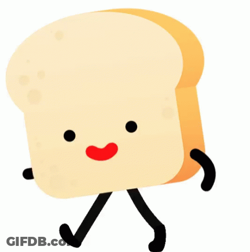 Cartoon Bread Slice With Face And Legs GIF