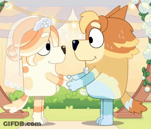 Cartoon Bride And Groom Holding Hands GIF