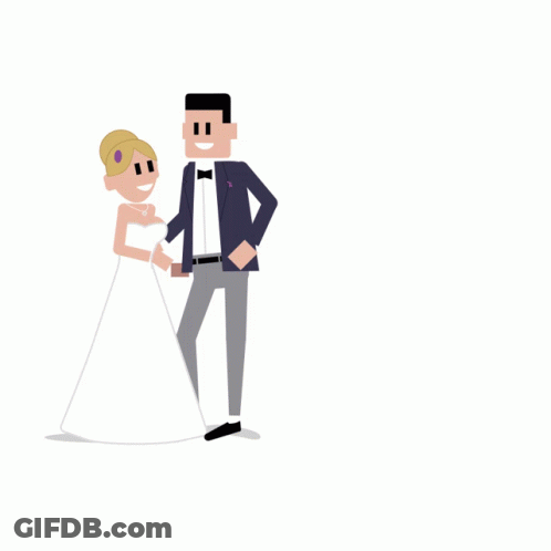 Cartoon Bride And Groom Just Married GIF