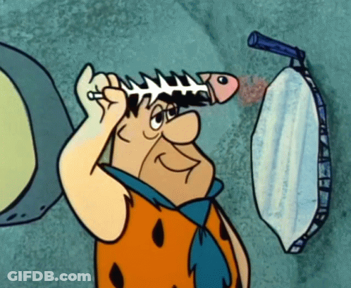 Cartoon Brushing Hair With Fish Comb GIF