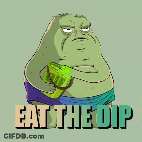 Cartoon Bucket In Mouth Saying Eat The Dip GIF