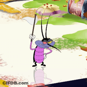 Cartoon Bug Holding Butterfly Net GIF