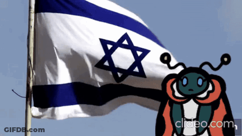 Cartoon Bug In Front Of Star Flag GIF