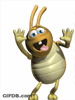Cartoon Bug Sticking Tongue Out Waving GIF