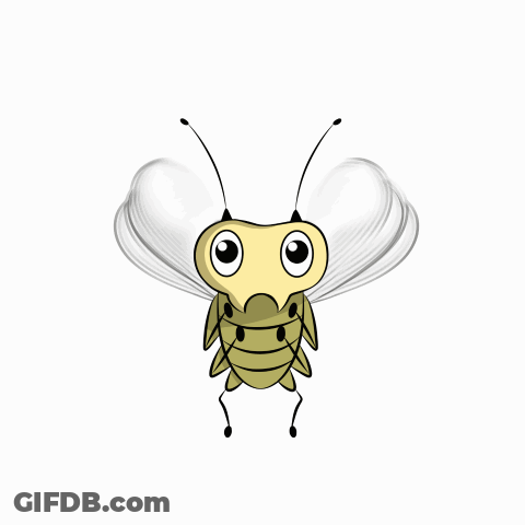 Cartoon Bug With Big Eyes And White Wings GIF