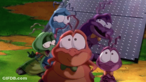 Cartoon Bugs Standing In Front Of Metal Box GIF