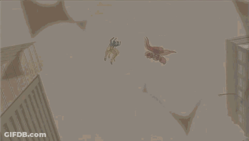 Cartoon Building Destroyed With Smoke GIF