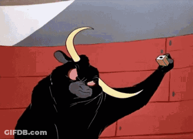 Cartoon Bull Taking Selfie GIF
