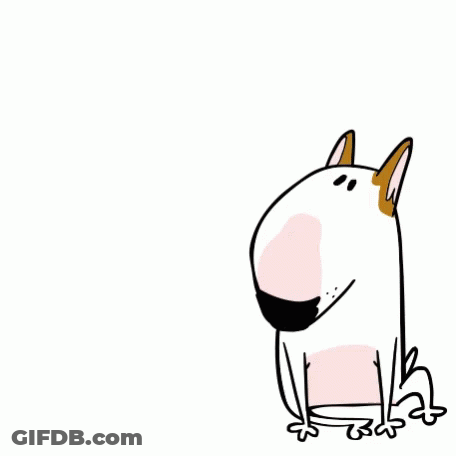 Cartoon Bull Terrier With Thought Bubble GIF