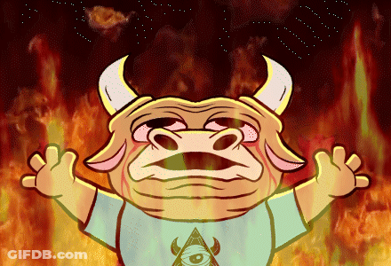 Cartoon Bull With Horns Wearing All Seeing Eye Shirt GIF