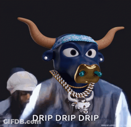 Cartoon Bull With Pacifier Saying Drip Drip Drip GIF