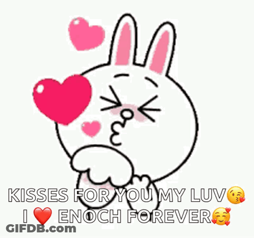 Cartoon Bunny Blowing Heart Kisses For You GIF