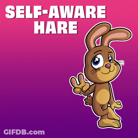 Cartoon Bunny Giving Peace Sign Self-Aware Hare GIF