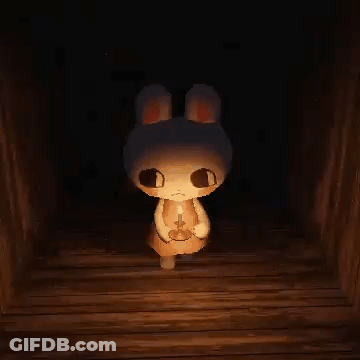 Cartoon Bunny Holding Candle In The Dark GIF