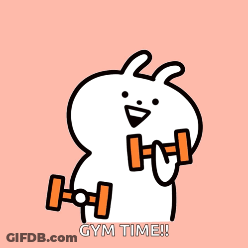 Cartoon Bunny Holding Dumbbells Gym Time GIF
