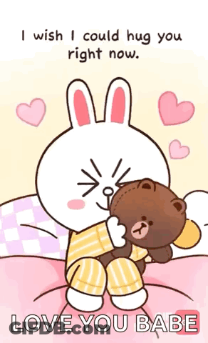 Cartoon Bunny Holding Heart Saying I'm Sending You This Video GIF