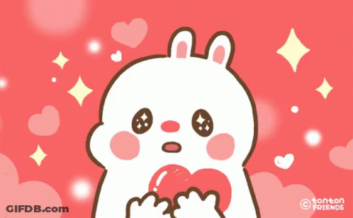 Cartoon Bunny Holding Heart Tonton Friends GIF