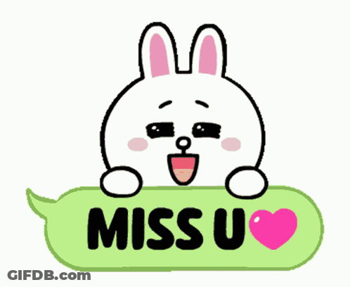 Cartoon Bunny Holding Miss U Speech Bubble GIF