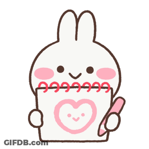 Cartoon Bunny Holding Paper With Heart And Pen GIF