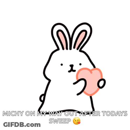 Cartoon Bunny Holding Pink Heart Michy On My Way Out GIF