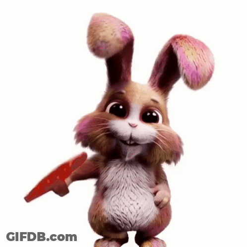 Cartoon Bunny Holding Stop Sign GIF