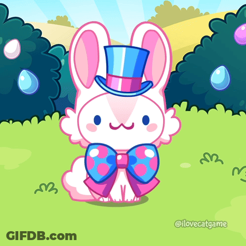 Cartoon Bunny In Top Hat And Bow Tie GIF