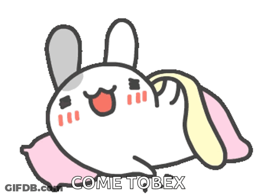 Cartoon Bunny Laying On Pillow Saying Come Tobex GIF