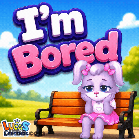 Cartoon Bunny Says I'm Bored GIF
