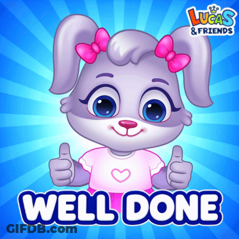 Cartoon Bunny Thumbs Up Saying Well Done GIF