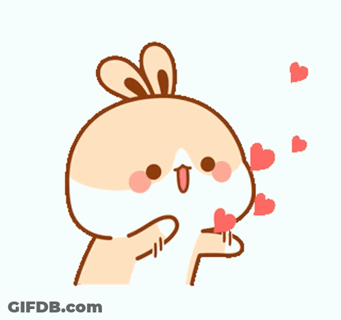 Cartoon Bunny With Hearts Around It GIF