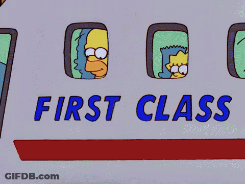 Cartoon Bus Saying First Class Bus Lines GIF