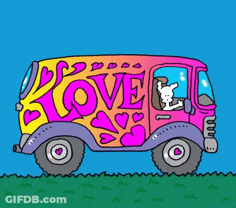 Cartoon Bus Saying Love GIF