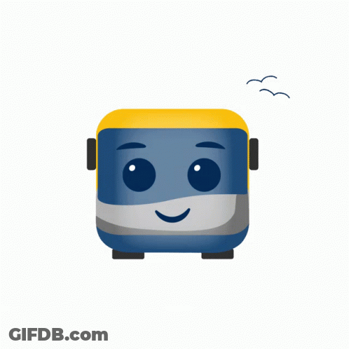 Cartoon Bus With Flowers And Bee GIF