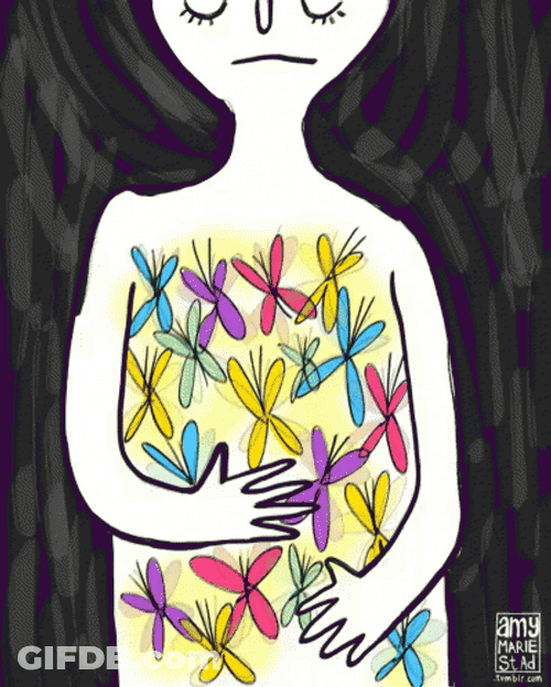 Cartoon Butterflies In My Stomach GIF