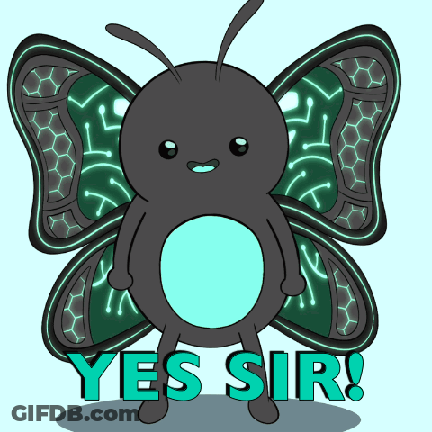 Cartoon Butterfly Saying Yes Sir GIF
