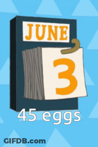 Cartoon Calendar June 3 With 45 Eggs GIF