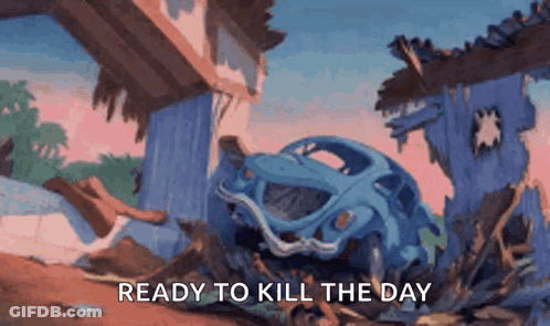 Cartoon Car Ready To Kill The Day GIF