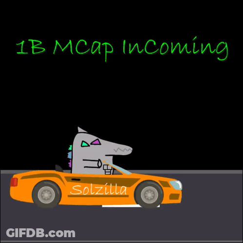 Cartoon Car With 1 Billion Mcap Sign GIF
