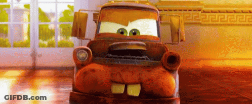 Cartoon Car With Big Teeth In Room With Windows GIF