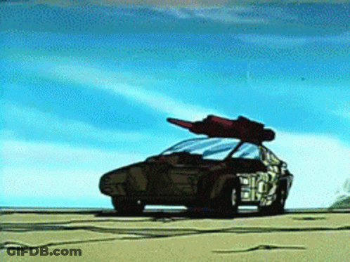 Cartoon Car With Missile On Roof GIF