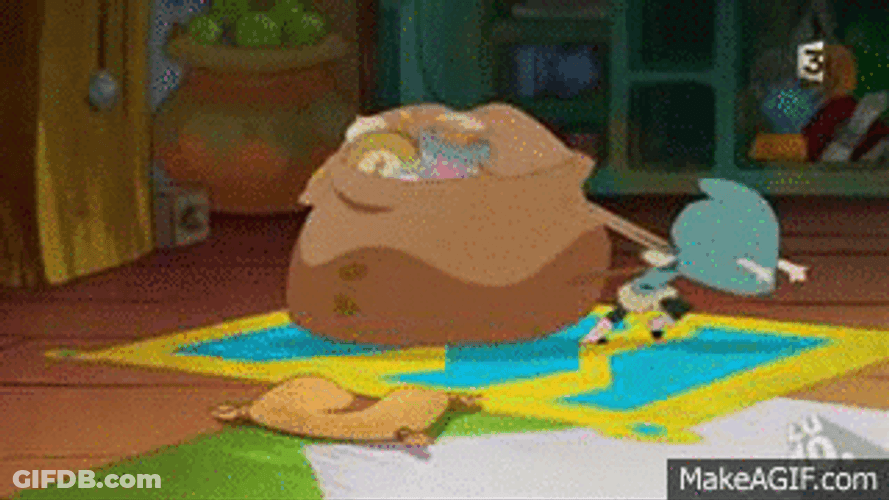 Cartoon Carrying Heavy Treasure GIF