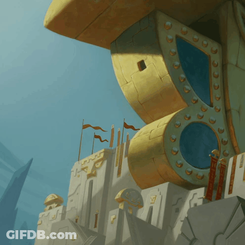 Cartoon Castle With Flags And Large Window GIF