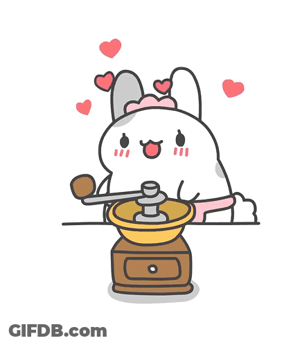 Cartoon Cat And Monster With Hearts GIF