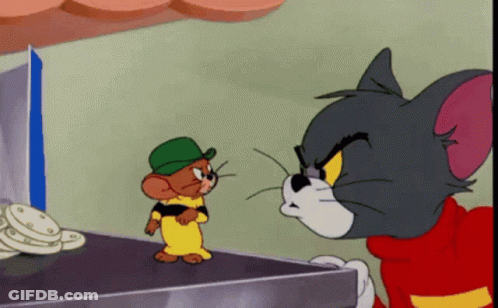 Cartoon Cat And Mouse Standing Together GIF