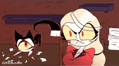 Cartoon Cat And Woman With Bow Tie GIF